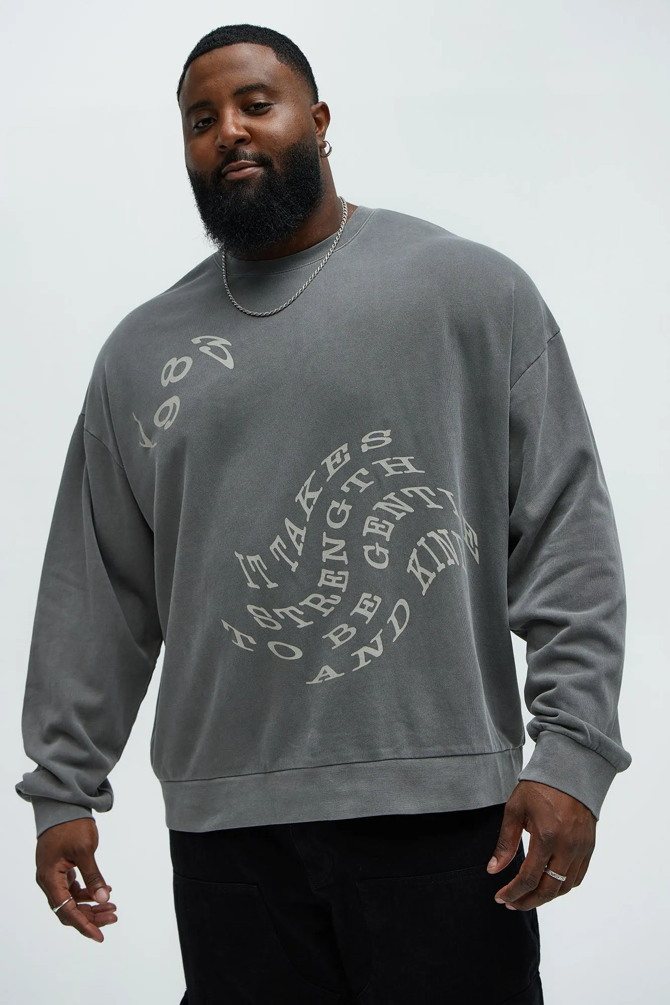 1983 It Takes Strength To Be Gentle Crew Neck Sweatshirt - Charcoal