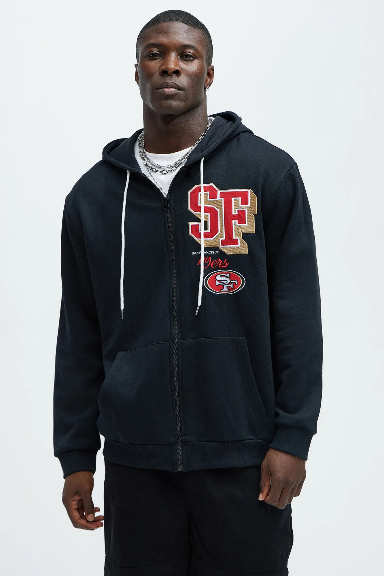 49ers Bold Zipp Hoodie - Black
