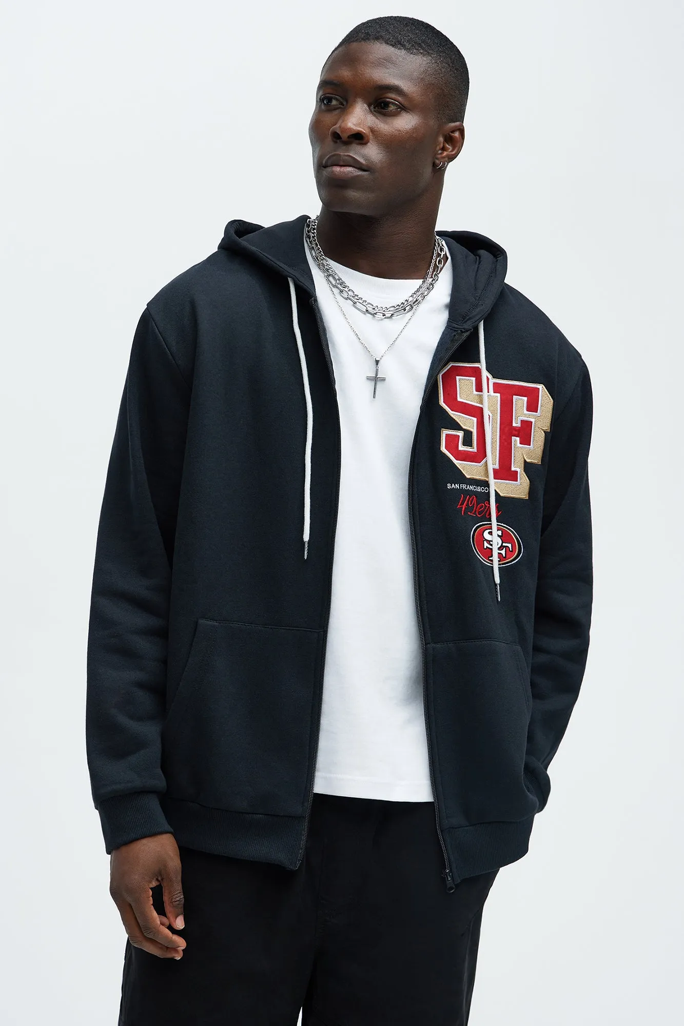 49ers Bold Zipp Hoodie - Black
