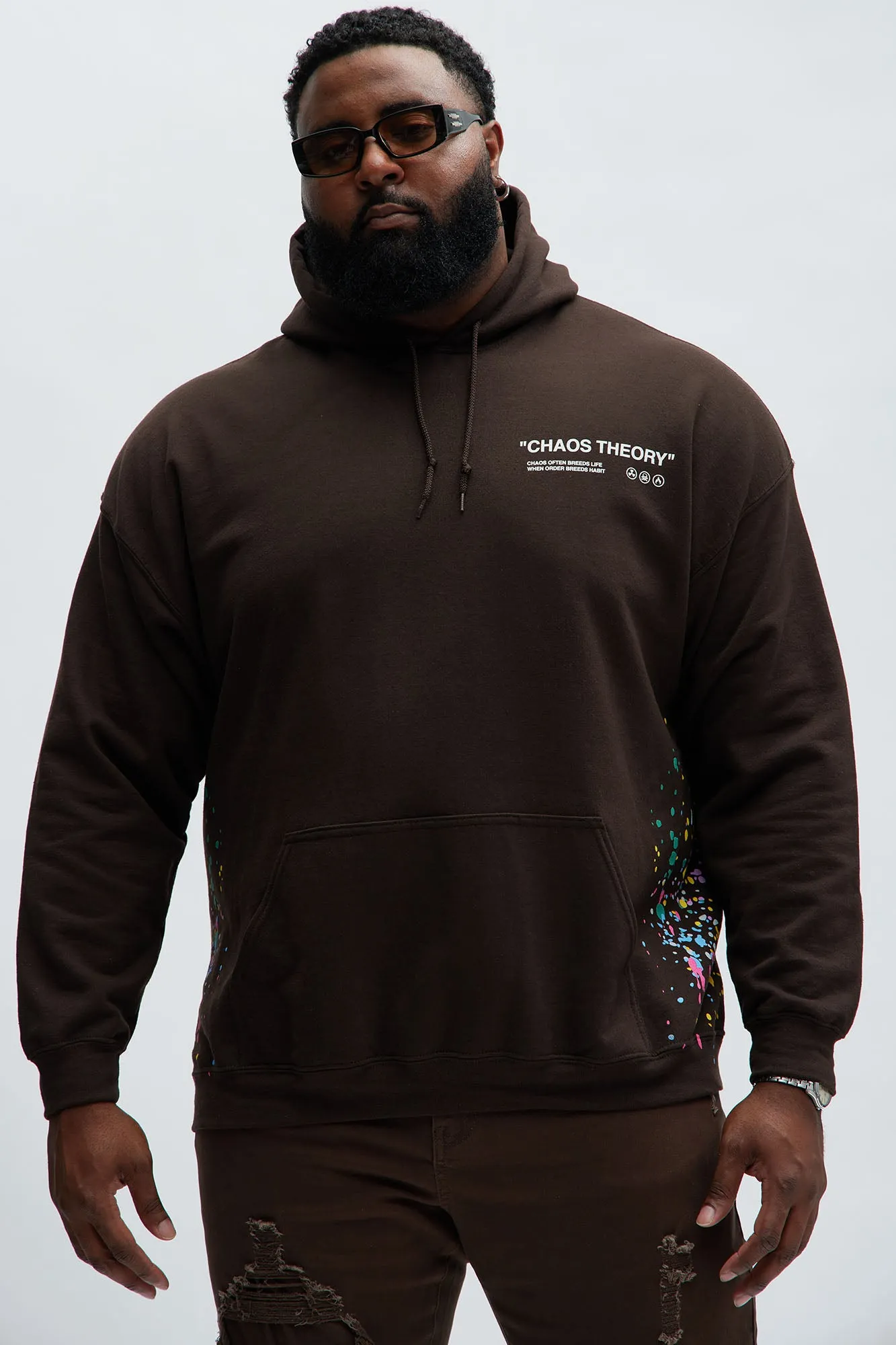 Abstract Chaos Theory Hoodie - Brown