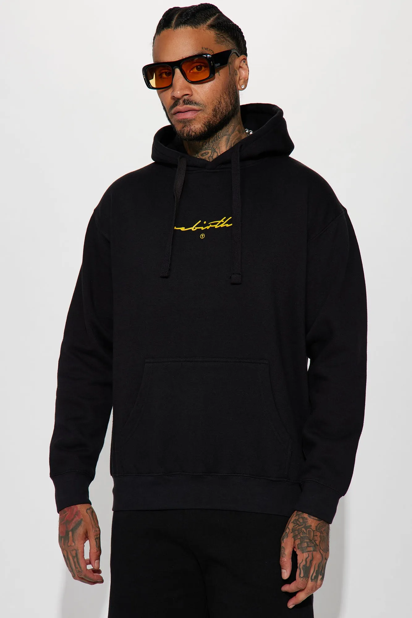 Barbed Wire Rebirth Cross Hoodie - Black