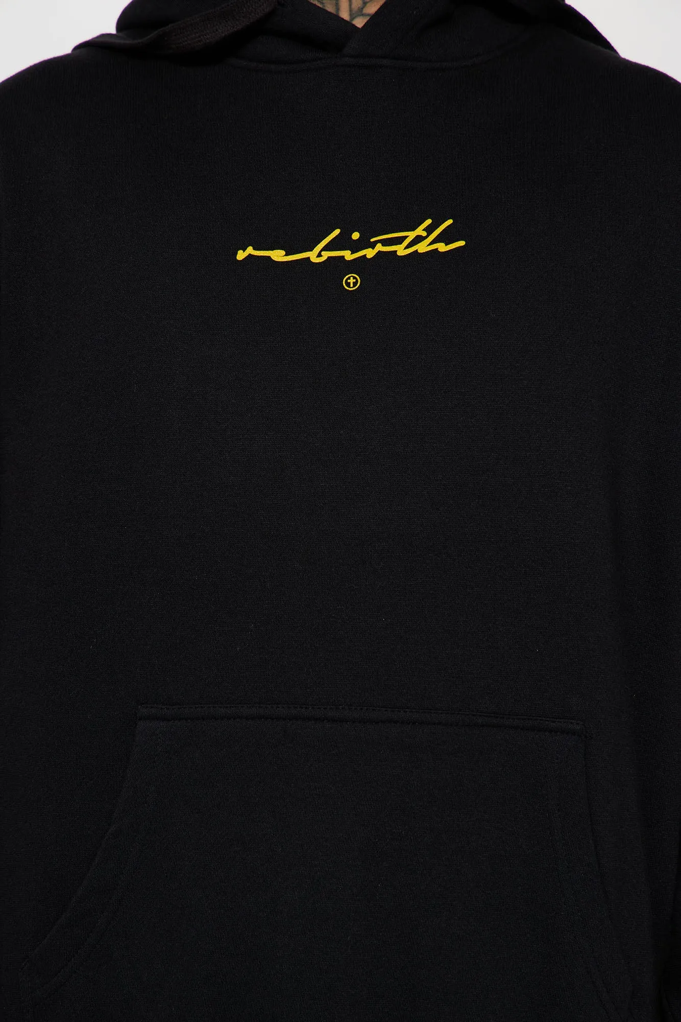 Barbed Wire Rebirth Cross Hoodie - Black