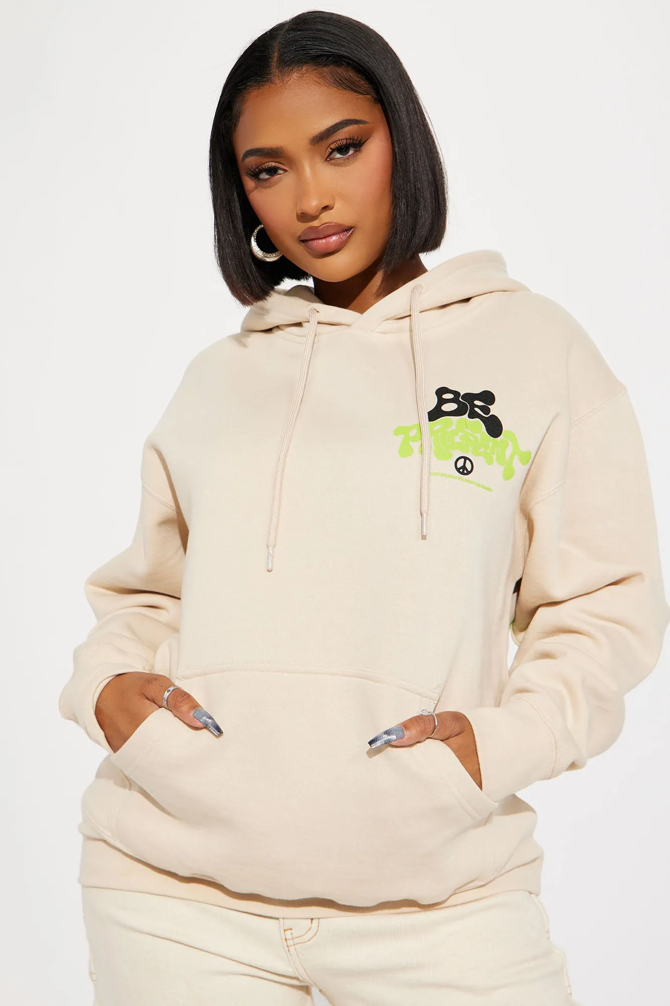 Be Present Graphic Hoodie - Sand