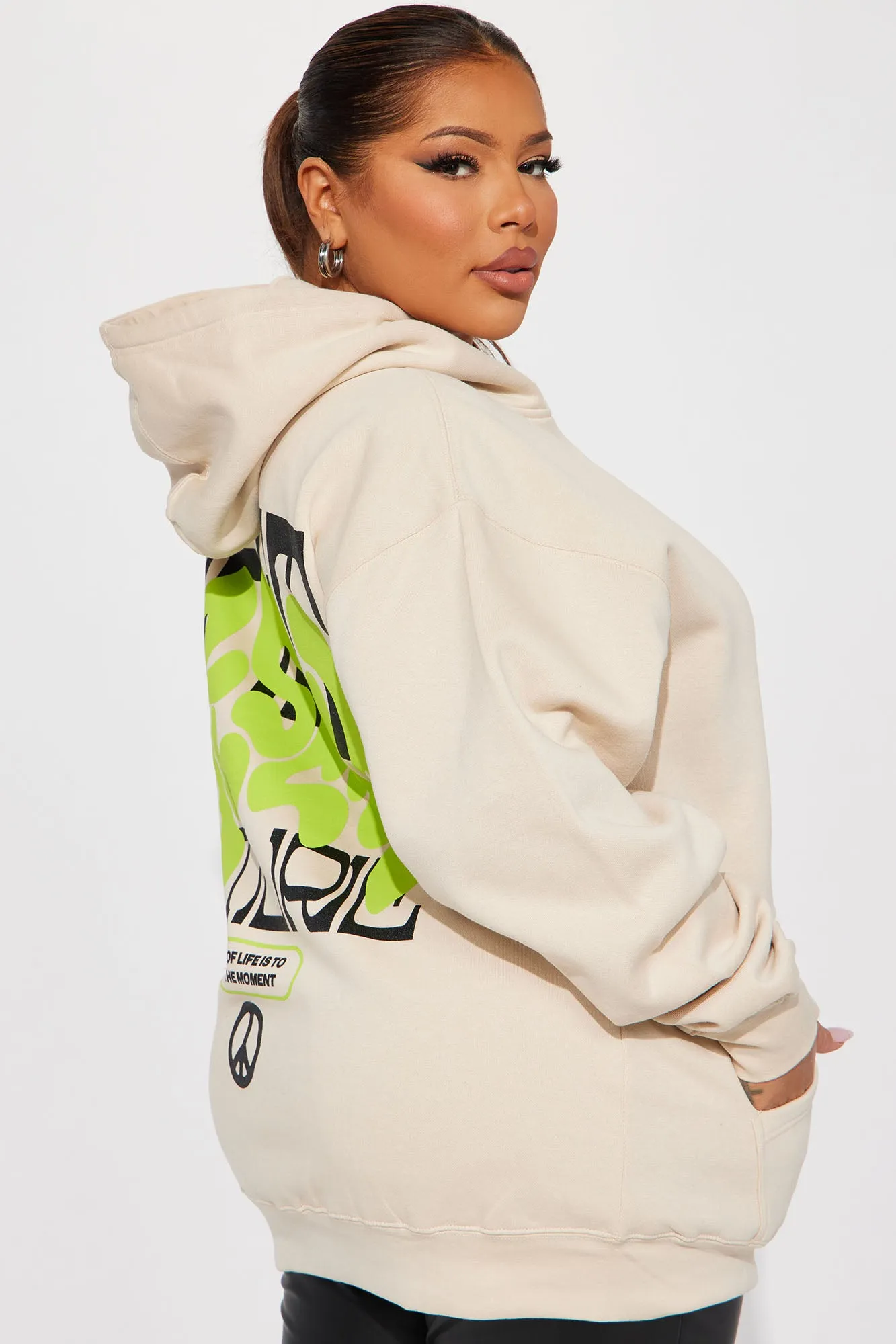 Be Present Graphic Hoodie - Sand