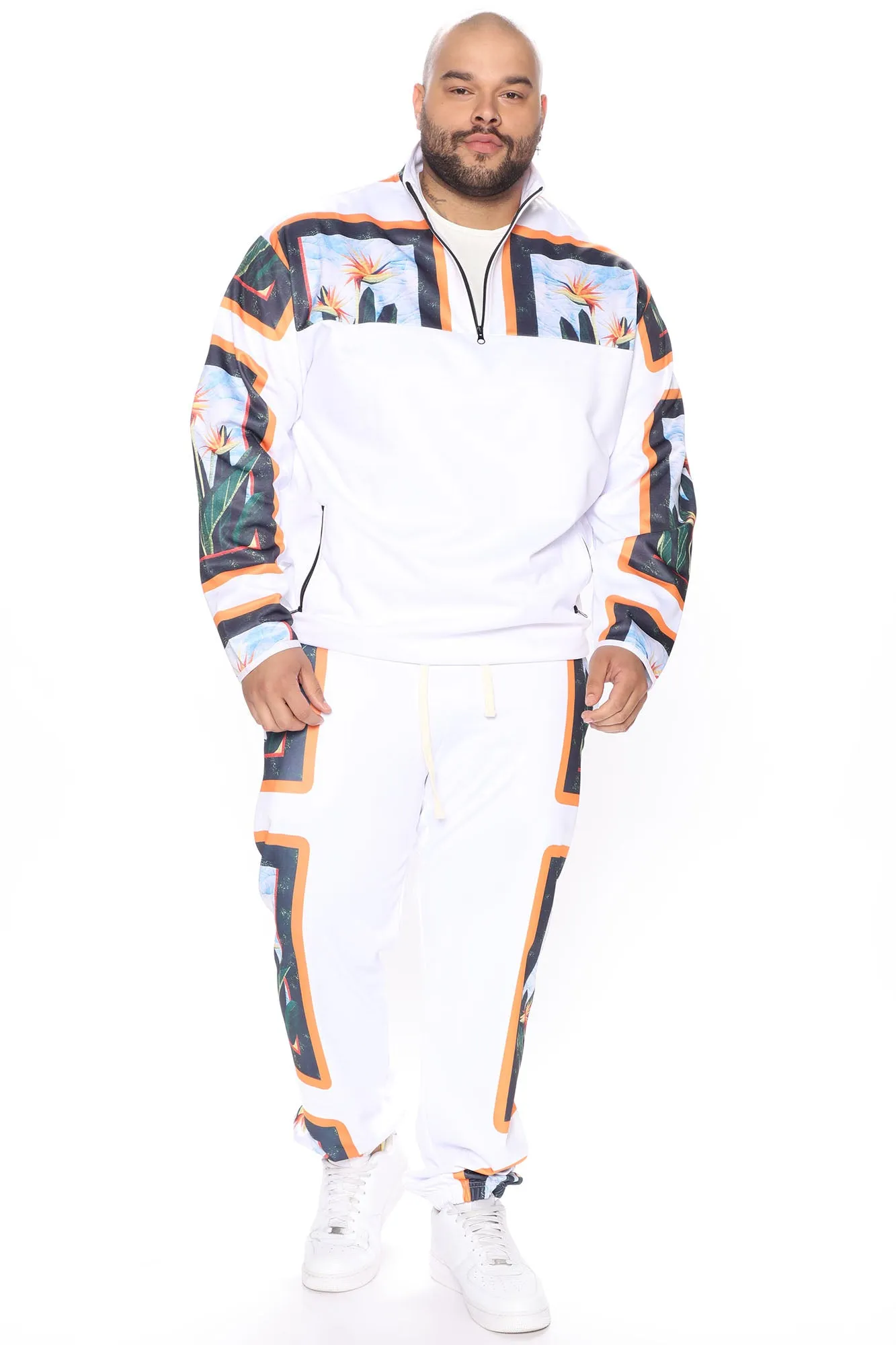 Birds Of Paradise Quarter Zip Jacket - White/combo