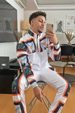 Birds Of Paradise Quarter Zip Jacket - White/combo