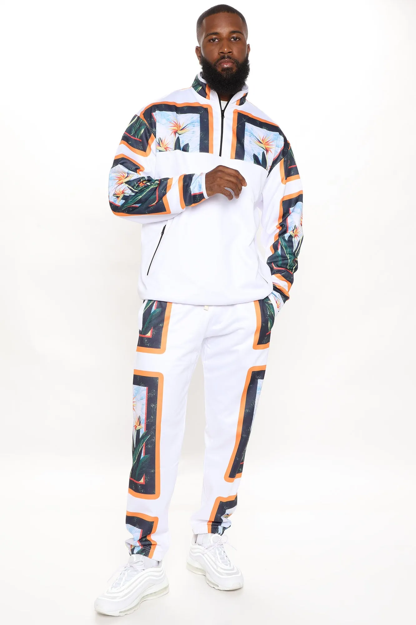 Birds Of Paradise Quarter Zip Jacket - White/combo