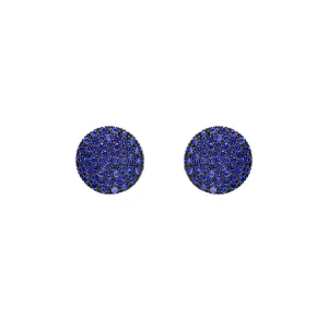 Broqueles redondos pavé azul - chapa de rodio