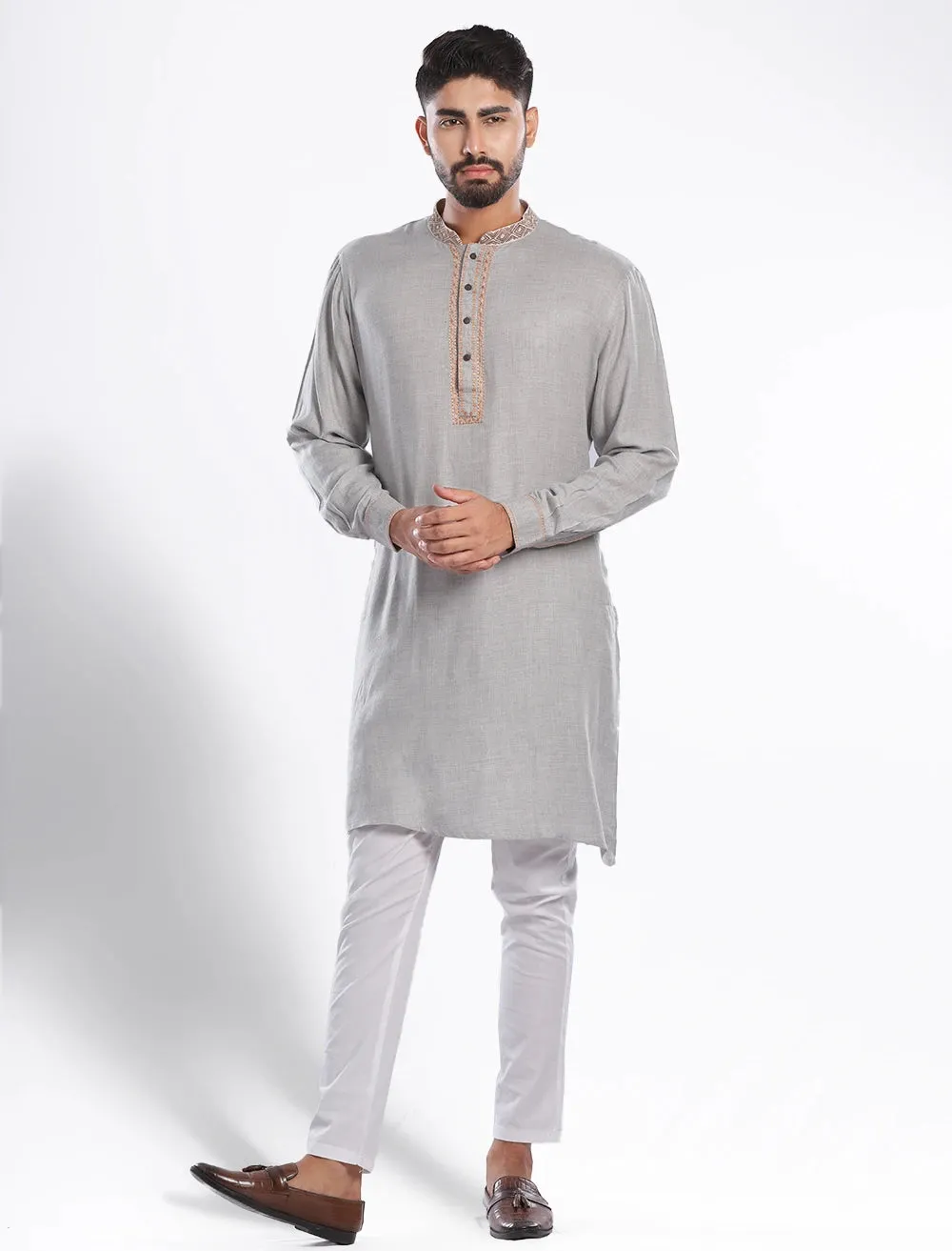 Embroidered Short Slim Fit Panjabi
