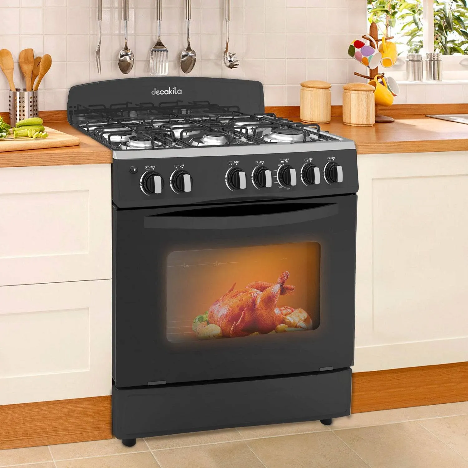 Estufa 30" A Gas Con Horno 50L Con 6 Quemadores Para Cocina