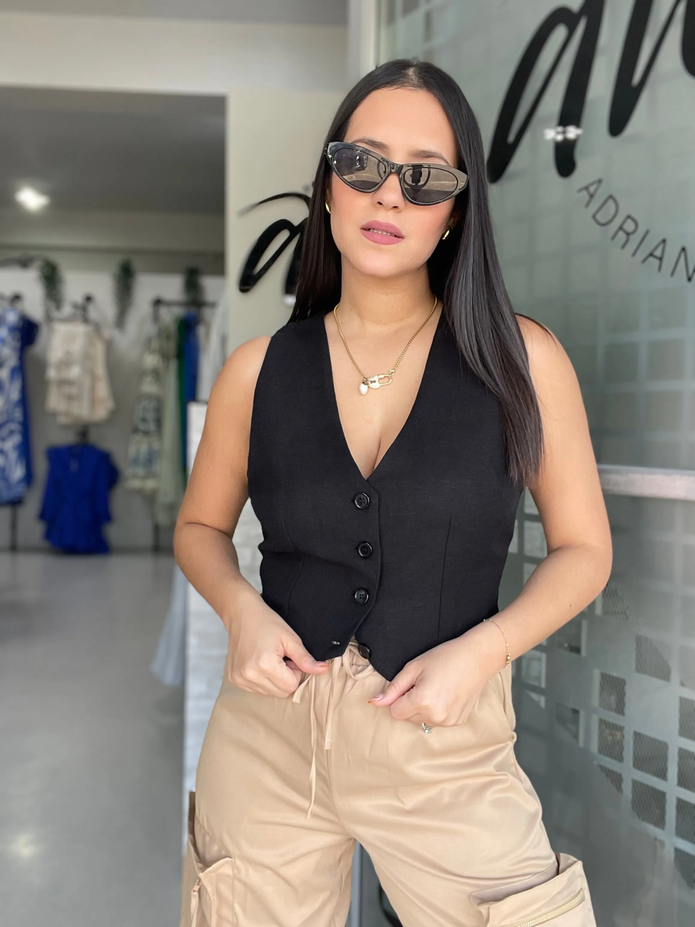 Linen Black Vest