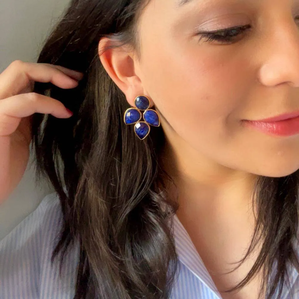 Pendientes con piedras Hortensia Azul