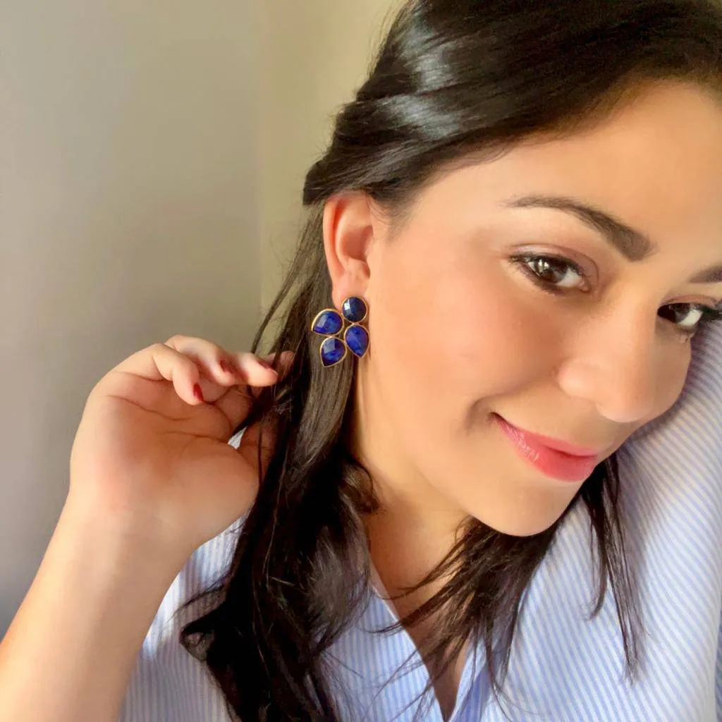 Pendientes con piedras Hortensia Azul