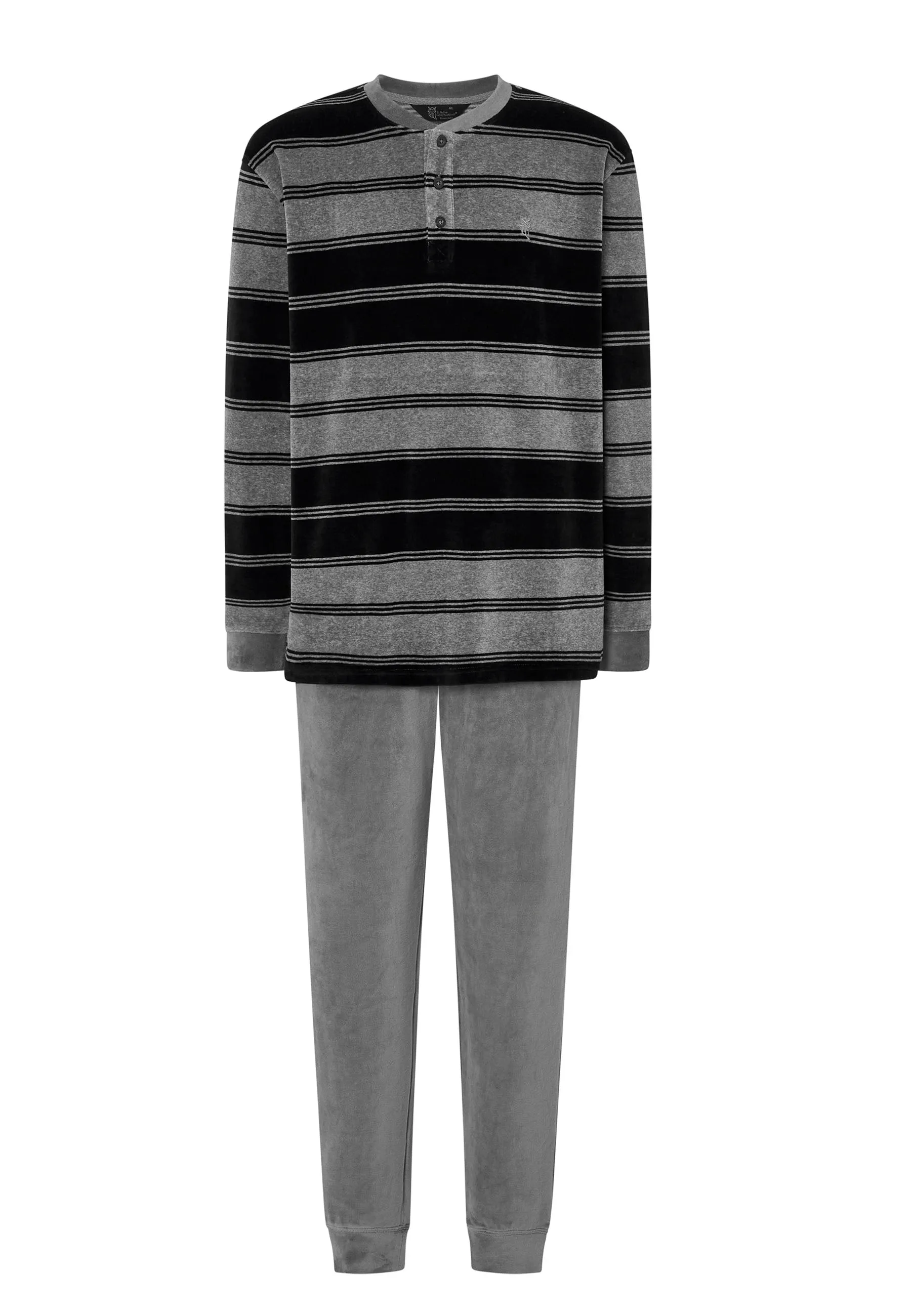 Pijama Hombre Invierno Terciopelo Rayas - Gris 5739_22