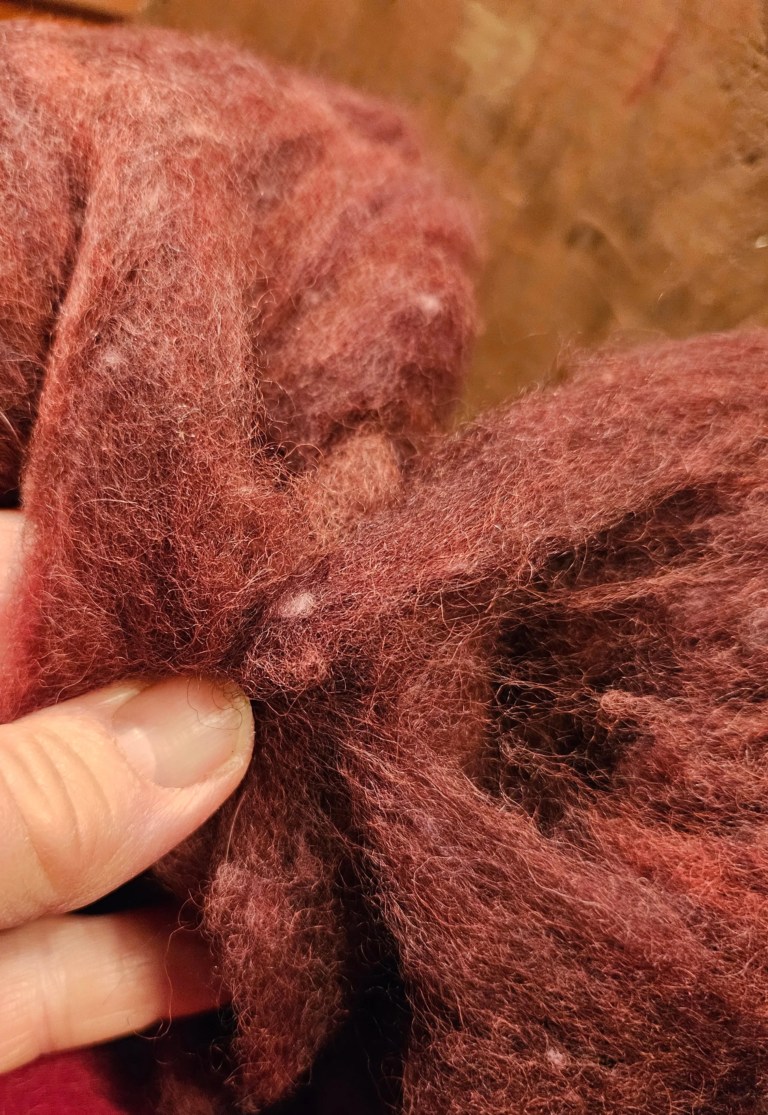 Roving Blends LA-30 70% Romney 30% Angora Rose Purple -4 ounces