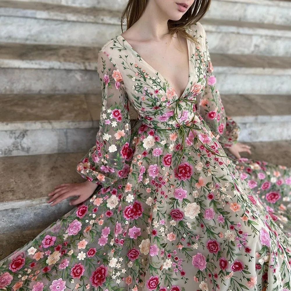 Vestido de Festa Luxo Floral Persephone - Modelo Especial