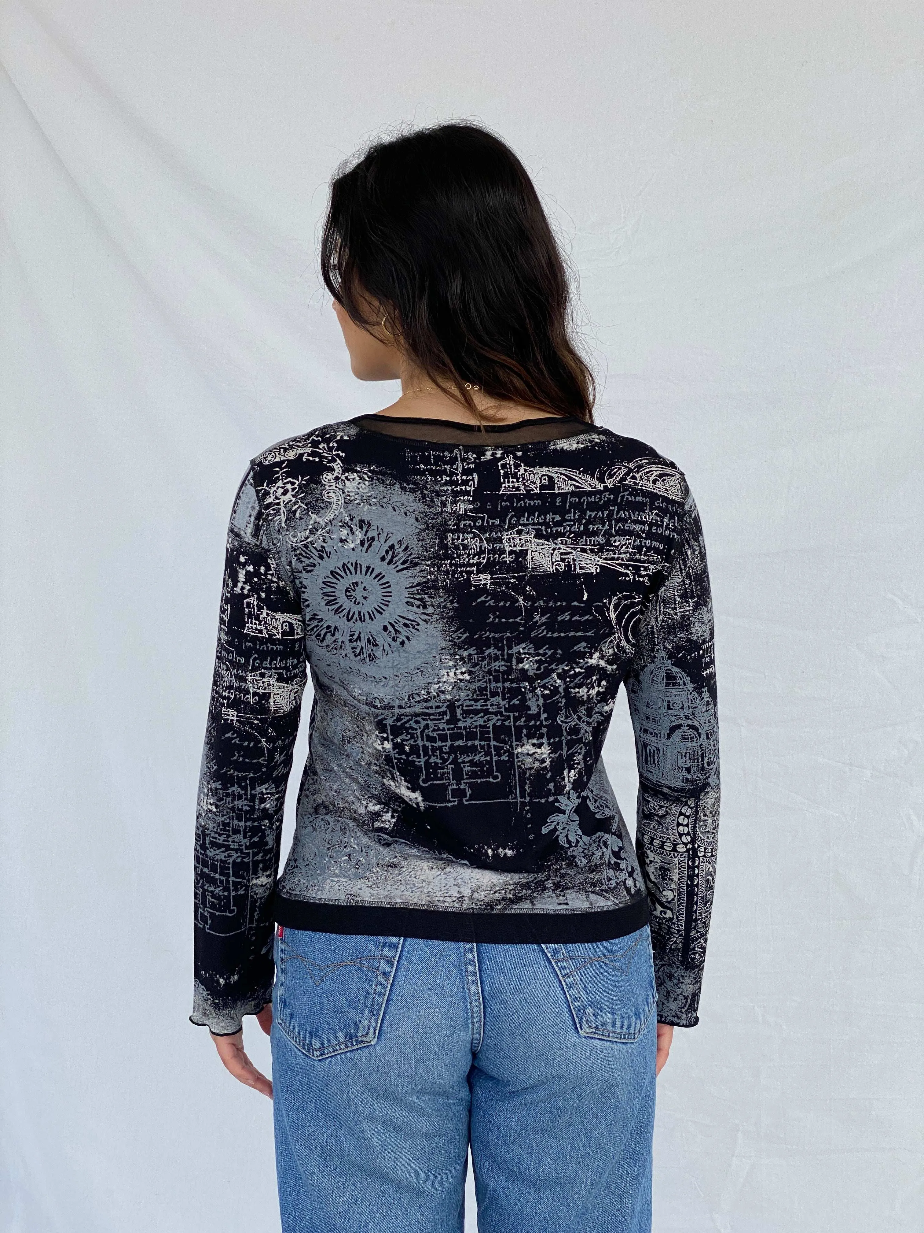 Vintage Froncoise Semi Mesh Top - Size XL