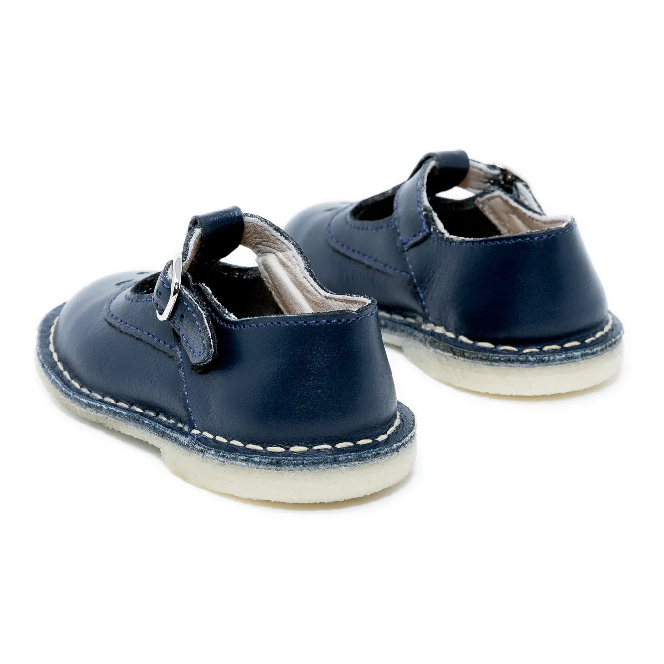 Zapatos T-straps Niña Cuero Azul Marino